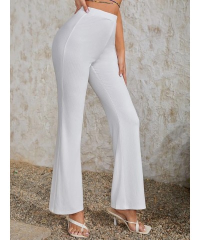 Womens Flare Pants White Elegant High Waist Long Leg Pants Casual Flair Leggings X-Small White $24.12 Leggings