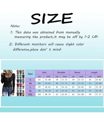 Long Sleeve Shirts for Women Fitted Scoop Neck Ribbed Knit Casual Tops Slim Basic Shirts Button Down Henley T Shirt A1black $...