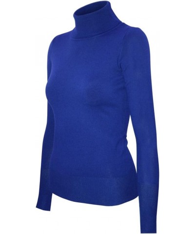 Womens Solid Basic Stretch Turtleneck Pullover Knit Sweater Sw625 / Royal Blue $11.59 Sweaters