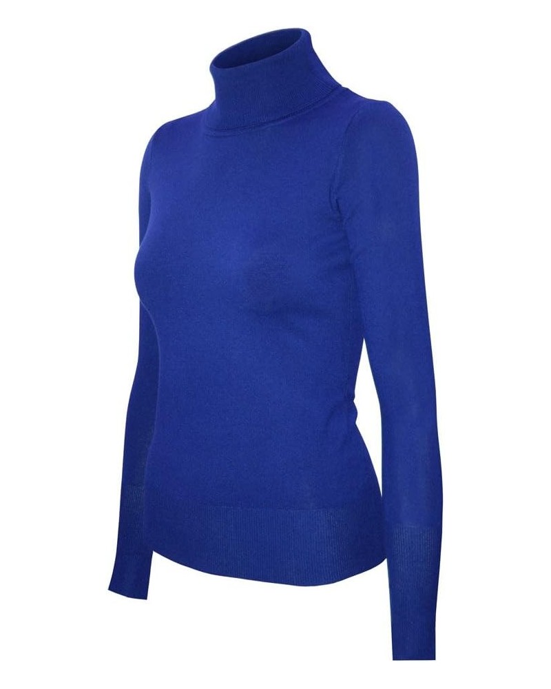 Womens Solid Basic Stretch Turtleneck Pullover Knit Sweater Sw625 / Royal Blue $11.59 Sweaters