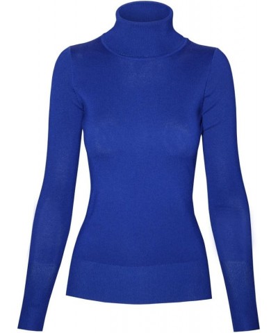 Womens Solid Basic Stretch Turtleneck Pullover Knit Sweater Sw625 / Royal Blue $11.59 Sweaters