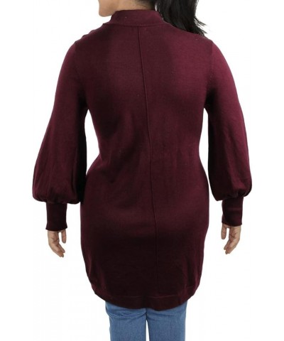 Women's Mock Neck Shift with Puff Sleeves Wine $35.28 Blouses