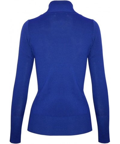 Womens Solid Basic Stretch Turtleneck Pullover Knit Sweater Sw625 / Royal Blue $11.59 Sweaters