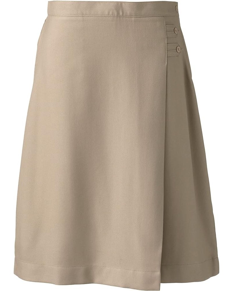 Womens School Uniform Solid A-line Skirt Below the Knee Khaki $23.69 Skirts