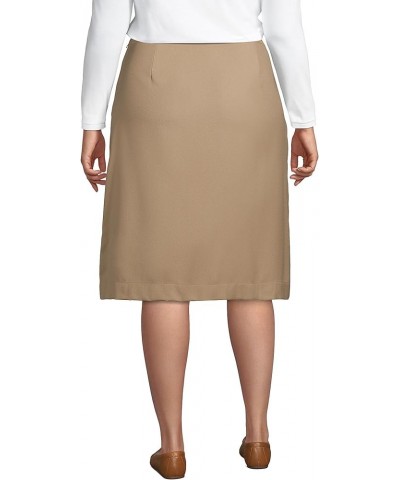 Womens School Uniform Solid A-line Skirt Below the Knee Khaki $23.69 Skirts