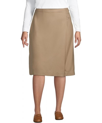 Womens School Uniform Solid A-line Skirt Below the Knee Khaki $23.69 Skirts