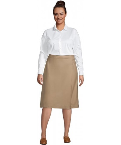 Womens School Uniform Solid A-line Skirt Below the Knee Khaki $23.69 Skirts