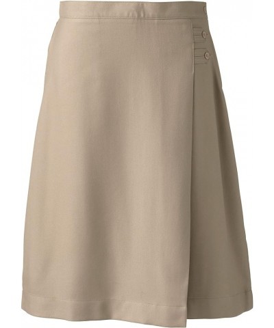 Womens School Uniform Solid A-line Skirt Below the Knee Khaki $23.69 Skirts