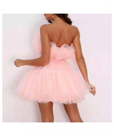 Homecoming Dresses Tulle Lace Prom Dress Short Off Shoulder Strapless Asymmetrical Cocktail Party Tutu Dresses Gown Pink $13....