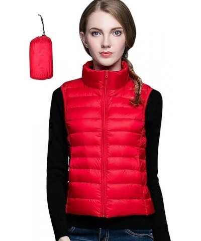 Women's Lightweight Waterproof Packable Down Jacket Outwear Puffer Vest Red $14.40 Vests