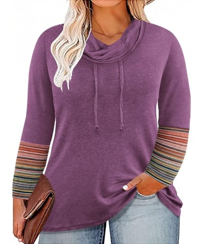 Womens Plus Size Tops Mock Neck Long Sleeve Shirts Turtleneck Tunics for Fall Winter XL-5XL 09-purple $10.99 Tops