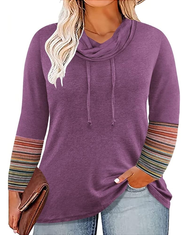 Womens Plus Size Tops Mock Neck Long Sleeve Shirts Turtleneck Tunics for Fall Winter XL-5XL 09-purple $10.99 Tops