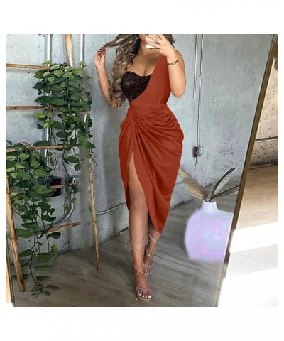 Womens Cold Shoulder Chiffon Maxi Dress Plus Size Formal Wedding Guest Homecoming Dresses A-brown $11.39 Activewear