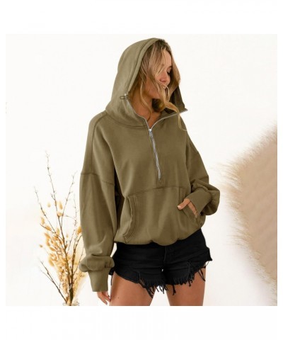 High Neck Hoodies for Women Oversized Half Zip Drawstring Y2K Pullover Sweater Casual Long Sleeve Sweatshirt with Pockets $16...