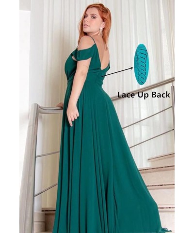 Off Shoulder Bridesmaid Dresses 2023 for Women Long Chiffon V Neck Formal Evening Gown with Slit RQ04 Slate Blue $28.01 Dresses