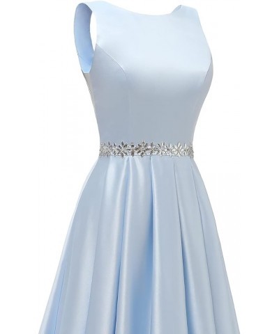 Satin Prom Dresses Long for Women A-Line Beaded Belt Formal Evening Party Ball Gowns with Pockets Ivory $37.60 Dresses