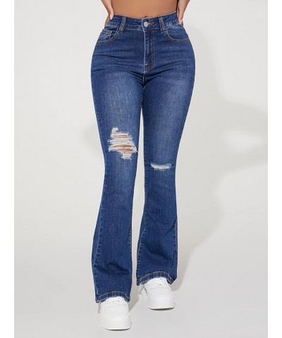 Ripped Bootcut Leg Jeans Womens Jeans (Color : Medium Wash, Size : Petite S.) Petite XXS. Dark Wash $22.93 Jeans