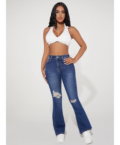 Ripped Bootcut Leg Jeans Womens Jeans (Color : Medium Wash, Size : Petite S.) Petite XXS. Dark Wash $22.93 Jeans