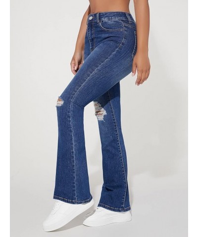 Ripped Bootcut Leg Jeans Womens Jeans (Color : Medium Wash, Size : Petite S.) Petite XXS. Dark Wash $22.93 Jeans