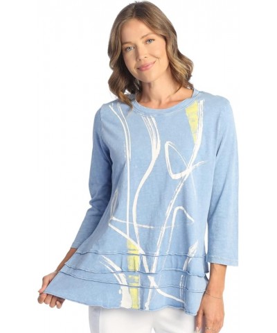 Floral Print Layered Tunic Top Willow Cornflower Blue $34.86 Tops