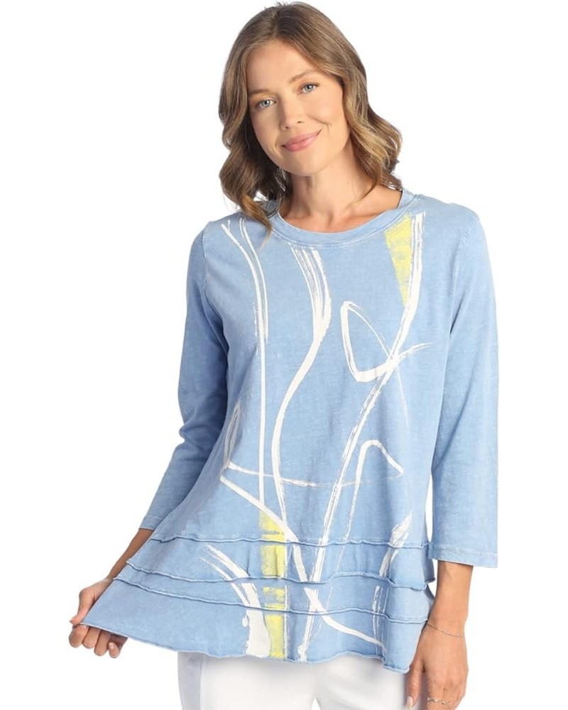 Floral Print Layered Tunic Top Willow Cornflower Blue $34.86 Tops