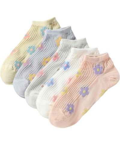 Women's 5 Pairs Floral Print Striped Cute Socks Casual Ankle Crew Socks Multi Floral $9.68 Socks