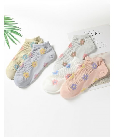 Women's 5 Pairs Floral Print Striped Cute Socks Casual Ankle Crew Socks Multi Floral $9.68 Socks