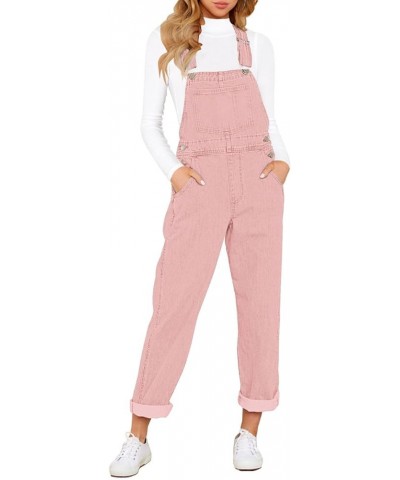 Womens Classic Adjustable Straps Pockets Denim Bib Overalls Jeans Pants Boyfriend Overalls-pink $27.02 Overalls