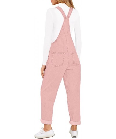 Womens Classic Adjustable Straps Pockets Denim Bib Overalls Jeans Pants Boyfriend Overalls-pink $27.02 Overalls