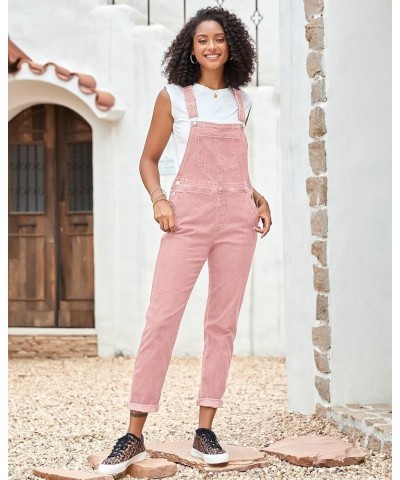 Womens Classic Adjustable Straps Pockets Denim Bib Overalls Jeans Pants Boyfriend Overalls-pink $27.02 Overalls