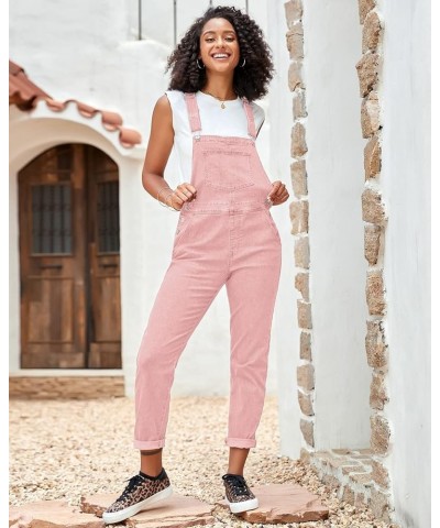 Womens Classic Adjustable Straps Pockets Denim Bib Overalls Jeans Pants Boyfriend Overalls-pink $27.02 Overalls