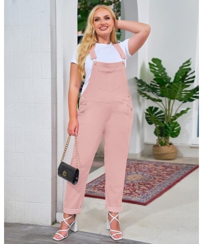 Womens Classic Adjustable Straps Pockets Denim Bib Overalls Jeans Pants Boyfriend Overalls-pink $27.02 Overalls