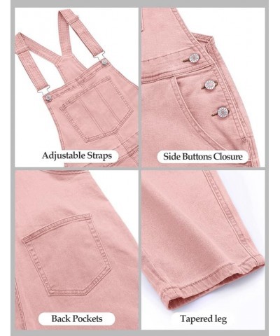 Womens Classic Adjustable Straps Pockets Denim Bib Overalls Jeans Pants Boyfriend Overalls-pink $27.02 Overalls