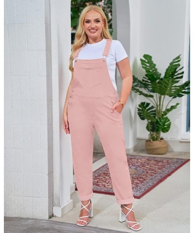 Womens Classic Adjustable Straps Pockets Denim Bib Overalls Jeans Pants Boyfriend Overalls-pink $27.02 Overalls