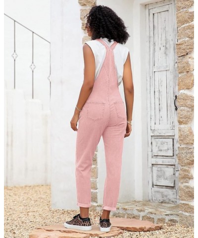 Womens Classic Adjustable Straps Pockets Denim Bib Overalls Jeans Pants Boyfriend Overalls-pink $27.02 Overalls