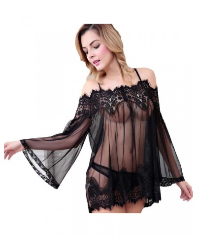 Lingerie for Women Sexy Naughty See Through Babydolls Floral Lace Trim Chemises Spaghetti Strap Nightgowns Exotic Sleepwear B...