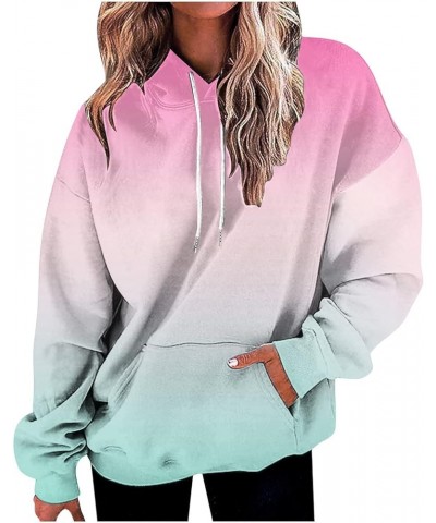 Womens Sweatshirts Fall 2023, Women's Fashion Loose Casual Daily Long Sleeve Gradient Patchwork Sweatshirts 6-pink $9.66 Swea...