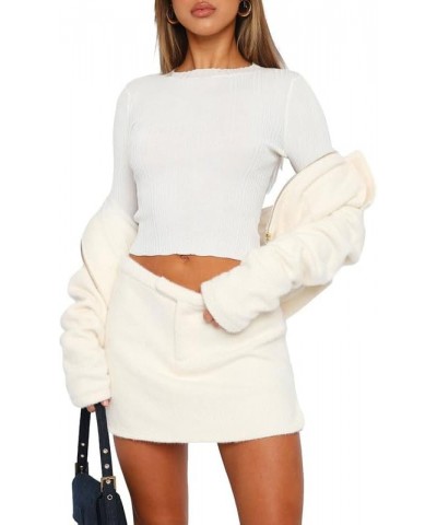 Women's Crew Neck Long Sleeve Crop Top Solid Color Slim Fit T Shirts Hollow Out Basic Casual Streetwear Free White $11.54 Tops