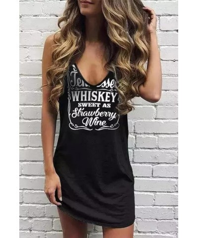 Mini Dress for Women Summer Beach Vacation T Shirts Sundress Sexy V Neck Sleeveless Tanks Dresses Tennessee Black $14.15 Dresses