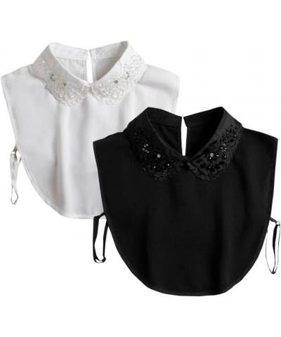 2PCS Fake Collar Blouse Detachable False Collar Faux Collar Shirt Dickey Collar for Women Girls 40 $12.87 Blouses