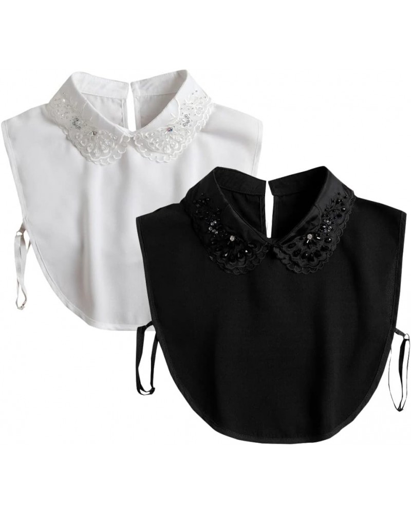 2PCS Fake Collar Blouse Detachable False Collar Faux Collar Shirt Dickey Collar for Women Girls 40 $12.87 Blouses