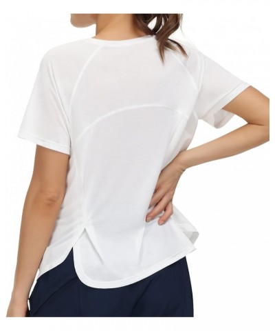 Women's Short Sleeve Crop Top Yoga T-Shirt for and Running Basic Tees Tshirts Shirts for Active Workout White $12.71 Activewear