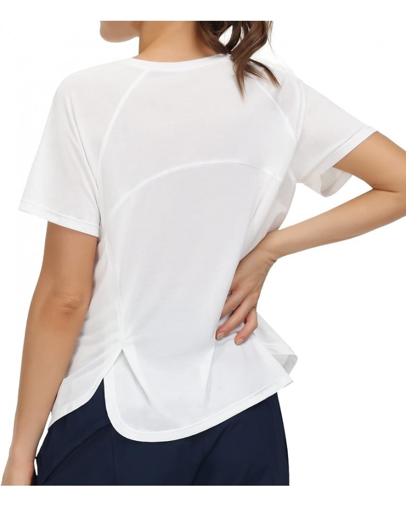 Women's Short Sleeve Crop Top Yoga T-Shirt for and Running Basic Tees Tshirts Shirts for Active Workout White $12.71 Activewear