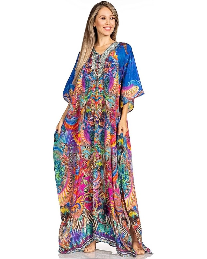 Yeni Women's Short Sleeve V-Neck Summer Floral Long Caftan Dress Cover-up 524 $34.19 Swimsuits