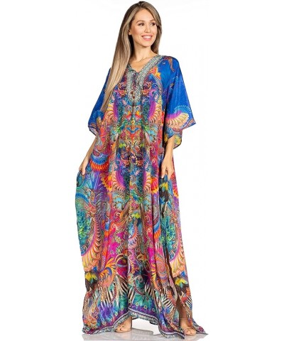 Yeni Women's Short Sleeve V-Neck Summer Floral Long Caftan Dress Cover-up 524 $34.19 Swimsuits