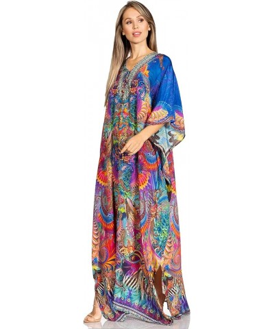 Yeni Women's Short Sleeve V-Neck Summer Floral Long Caftan Dress Cover-up 524 $34.19 Swimsuits