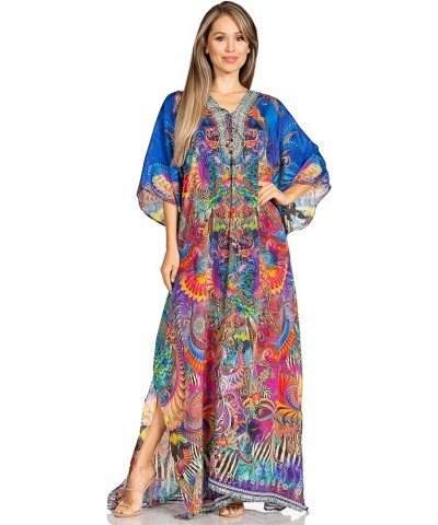 Yeni Women's Short Sleeve V-Neck Summer Floral Long Caftan Dress Cover-up 524 $34.19 Swimsuits