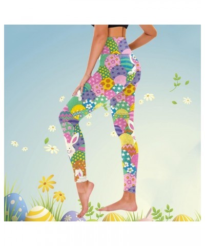 Easter Day Workout Leggings for Women Colorful Easter Eggs Lounge Pants Bunny Rabbit Funny Graphic High Waist Yoga Pants 01-b...