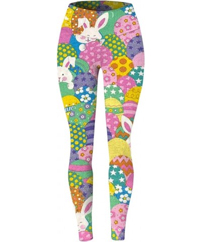 Easter Day Workout Leggings for Women Colorful Easter Eggs Lounge Pants Bunny Rabbit Funny Graphic High Waist Yoga Pants 01-b...