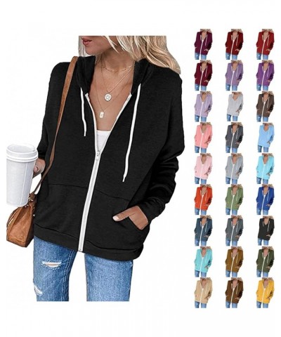 Hoodies for Women Zip UP Hooded Sweatshirts Fall Fashion 2023 Long Sleeve Drawstring Tops Casual Lightweight Jackets A05-purp...